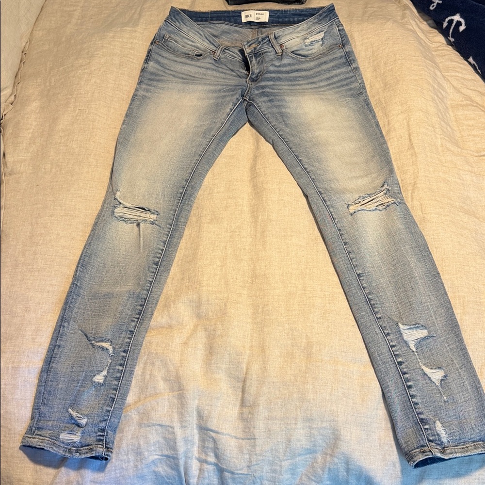 Buckle Women's Skinny Jeans - Light Blue